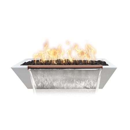 The Outdoor Plus 60 Rectangular Linear Maya Fire Bowl, GFRC Concrete, Ash, Liquid Propane OPT-6020MFWE12V-ASH-LP